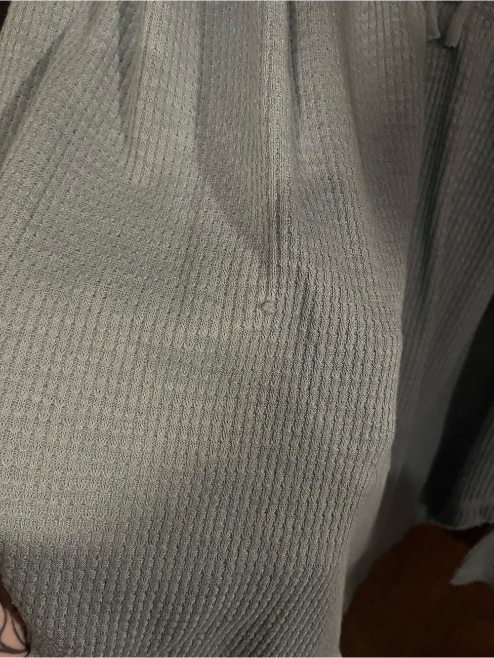 We The Free Light Blue Waffle Knit Button-Front Long Sleeve Top - Picture 3 of 8